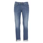 Blauwe Skinny Jeans met Metalen Monogram Dondup , Blue , Heren