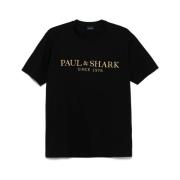 Zwarte Ronde Hals Korte Mouwen T-shirt Paul & Shark , Black , Heren