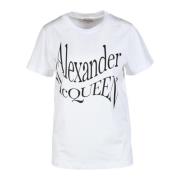 Katoenen T-shirt met uniek ontwerp Alexander McQueen , White , Dames