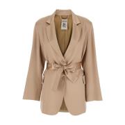 Klassieke Beige Zijdeblend Jas Semicouture , Beige , Dames