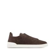 Bruine Slip-On Sneakers Elastische Banden Ermenegildo Zegna , Brown , ...