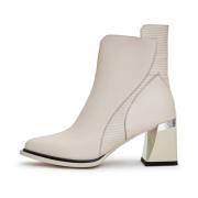 Block Heel Ankle Boots - Off white Cesare Gaspari , Beige , Dames