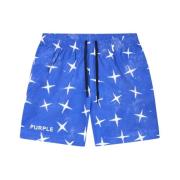 Elastische Tailleband Logo Print Shorts Purple Brand , Blue , Heren