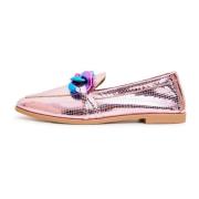 Klassieke leren platte zool loafers - Metallic Pink Cesare Gaspari , P...