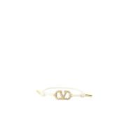 Wit Leren VLogo Koord Armband Valentino Garavani , Yellow , Dames