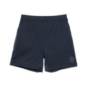 Blauwe Oxford Elastische Taille Shorts Brunello Cucinelli , Blue , Her...