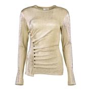 Metallic Gouden Gedrapeerde Top Paco Rabanne , Yellow , Dames