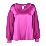 Zijde Blend Blouse Her Shirt , Pink , Dames