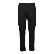 Katoen Elastaan Broek Replay , Black , Heren