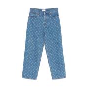 Blauwe Denim Klassieke Vijf Zak Jeans Marine Serre , Blue , Heren