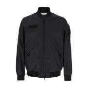 Zwarte Bomberjack met Logopatch Stone Island , Black , Heren