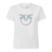 Love Birds Geborduurde T-shirts Pinko , White , Dames