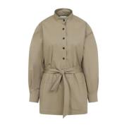 Nude Neutrals Katoenen Shirt Saint Laurent , Beige , Dames