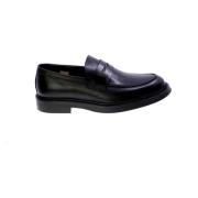 Zwarte leren Penny Loafers Exton , Black , Heren