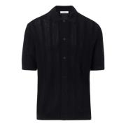 Zwarte korte mouw gebreide shirt Paolo Pecora , Black , Heren