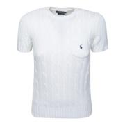 Kabelgebreide Crew Neck Sweater Polo Ralph Lauren , White , Dames