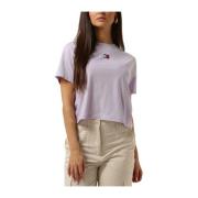 Lila Badge Tee Trendy Stijl Tommy Jeans , Purple , Dames