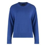 Geribbelde Katoenen Crew-Neck Sweater Polo Ralph Lauren , Blue , Dames