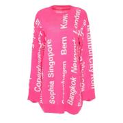 Oversized City Print Gebreide Trui - Roze Cesare Gaspari , Pink , Dame...