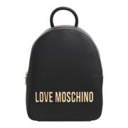 Stijlvolle letterrugzak met logo Love Moschino , Black , Dames