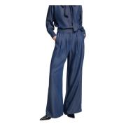 Lichte Denim Palazzo Broek Selected Femme , Blue , Dames