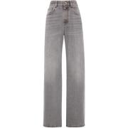 Moderne Losse Denim Jeans Brunello Cucinelli , Gray , Dames