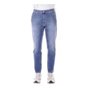 Blauwe Jeans met Logo Rits Sluiting Dondup , Blue , Heren