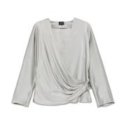 Zijden Wrap Blouse in Grijs Giorgio Armani , Gray , Dames