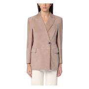 Single-Breasted Jas Brunello Cucinelli , Beige , Dames