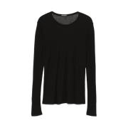 Zwart Geribbelde Ronde Hals Lange Mouw Ann Demeulemeester , Black , He...