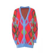 Multicolor Button-Up Cardigan - Fuchsia Cesare Gaspari , Multicolor , ...