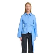 Gekruiste Katoenen Shirt Selected Femme , Blue , Dames