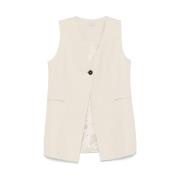 Beige V-Neck Sleeveless Waistcoat Antonelli Firenze , Beige , Dames