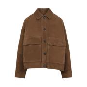 Bruine Knop Outerwear met Zakken Brunello Cucinelli , Brown , Dames