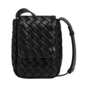 Mini Vertical Cobble Leren Schoudertas Bottega Veneta , Black , Dames