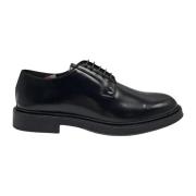 Zwarte leren veterschoenen ronde neus Exton , Black , Heren