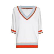 Collegiate V-Neck Sweater Marie Méro , White , Dames