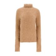 Alpaca Hoge Hals Trui Sportmax , Beige , Dames