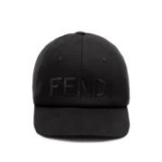 Zwarte Logo Baseballpet Verstelbare Band Fendi , Black , Heren