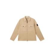 Stretch Cotton Satin Overshirt Stone Island , Beige , Heren