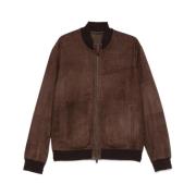 Koffiebruine Rits-Front Buitenkleding Canali , Brown , Heren