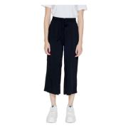 Cropped Solid Viscose Broek Only , Black , Dames