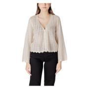 Beige V-Neck Button Cardigan Only , Beige , Dames