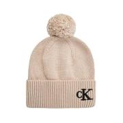 Gezellig Beige Pom Pom Gebreide Muts Calvin Klein , Beige , Dames