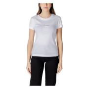 Witte Katoenen T-shirt met Ronde Hals Calvin Klein Jeans , White , Dam...