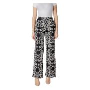 Bloemenprint broek met voorzakken Ichi , Black , Dames