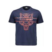 Blauw Katoenen Heren T-Shirt Plein Sport , Blue , Heren