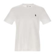 Wit Katoenen T-shirt met Marineblauw Logo Polo Ralph Lauren , White , ...