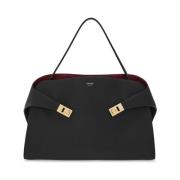 Zwarte leren schoudertas Gancini Salvatore Ferragamo , Black , Dames