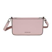 Zwarte Gehamerde Leren Crossbody Tas Michael Kors , Pink , Dames